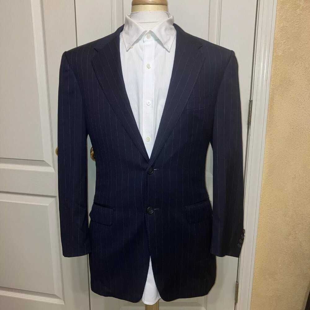 CORNELIANI Blazer SUIT JACKET Wool BLUE Pinstripe- Sz 40 R (IT 50) Made in Italy
